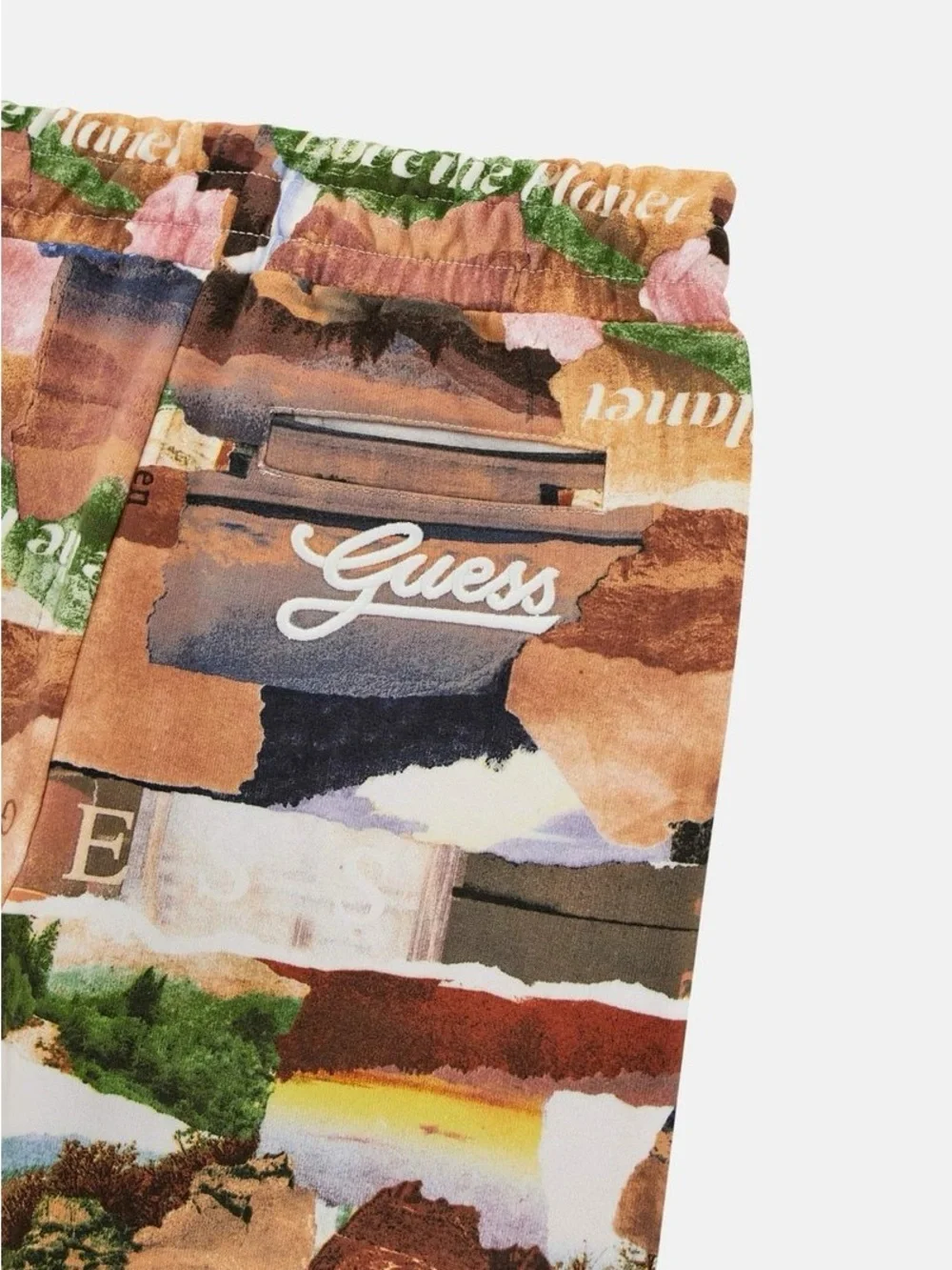 GUESS NWT Cotton Scenic Landscape Print Joggers, Size 8